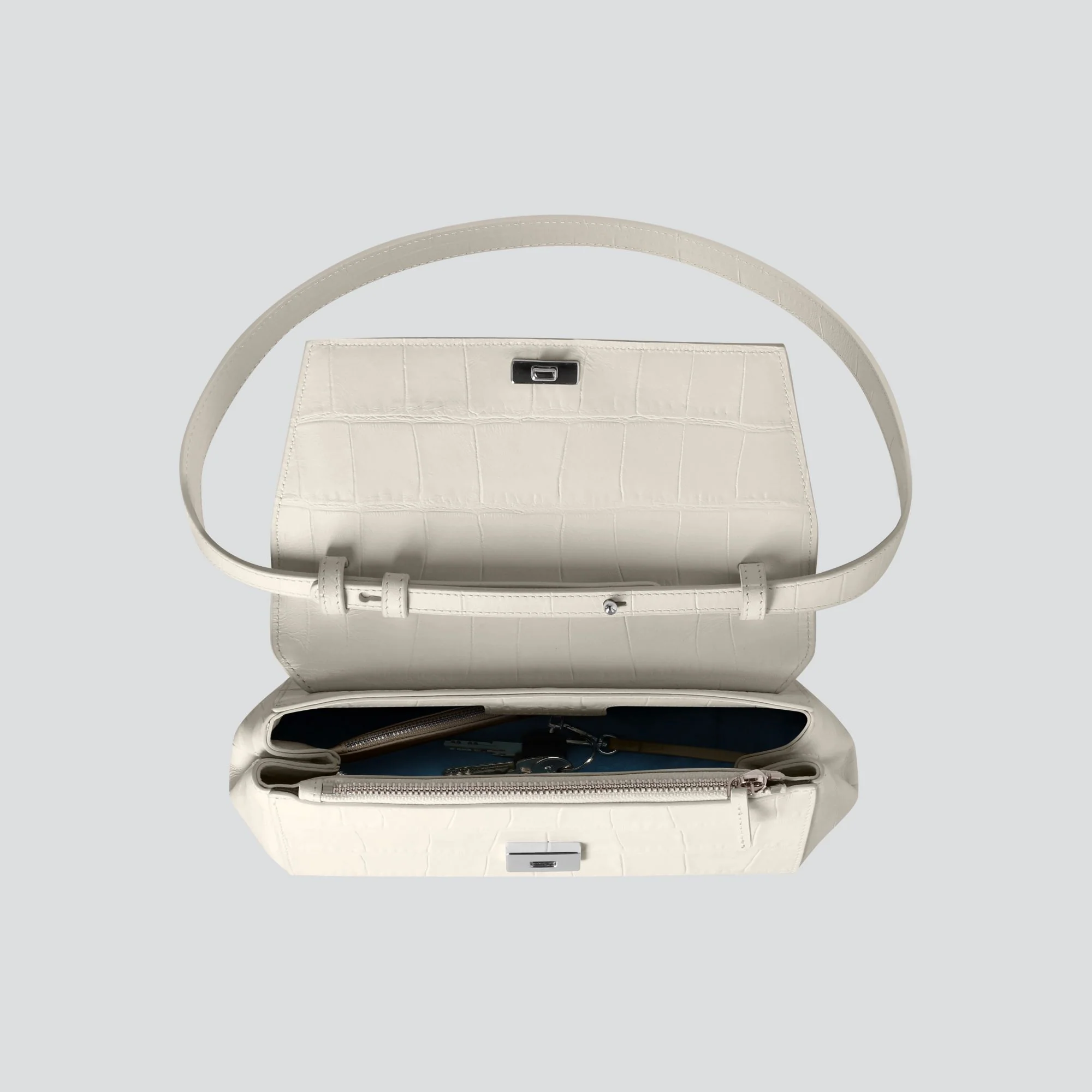 Ikon Clutch - soft croco chalk white - Image 3