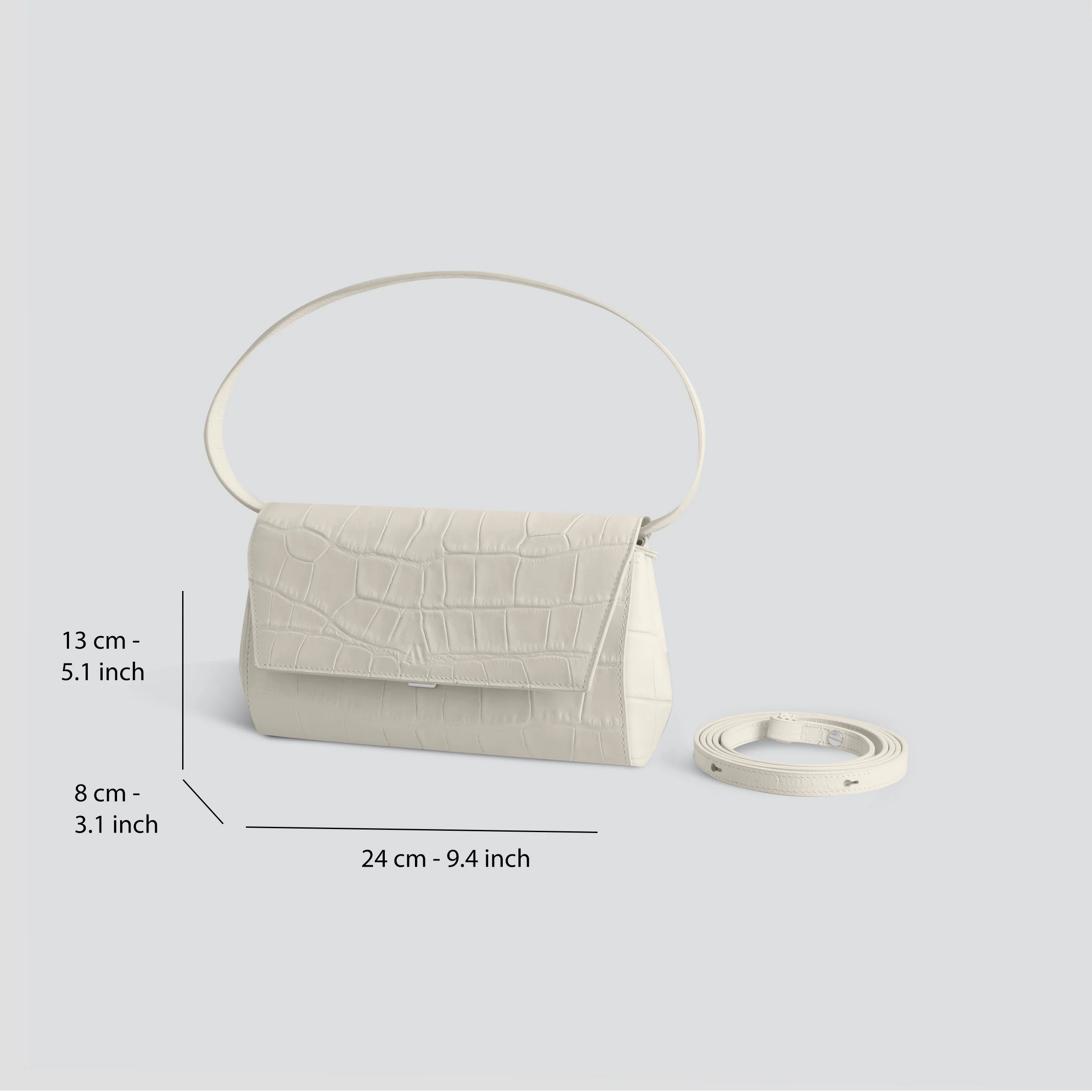 Ikon Clutch - soft croco chalk white - Image 4