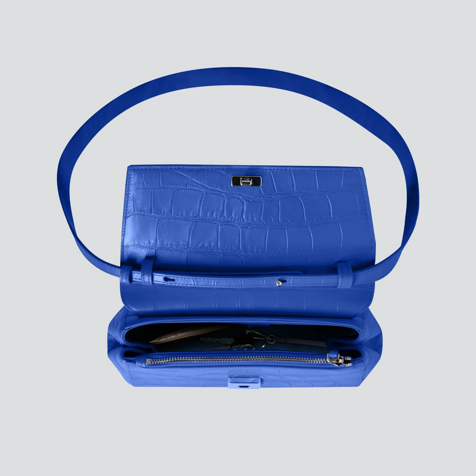 Ikon Clutch - soft croco electric blue - Image 3