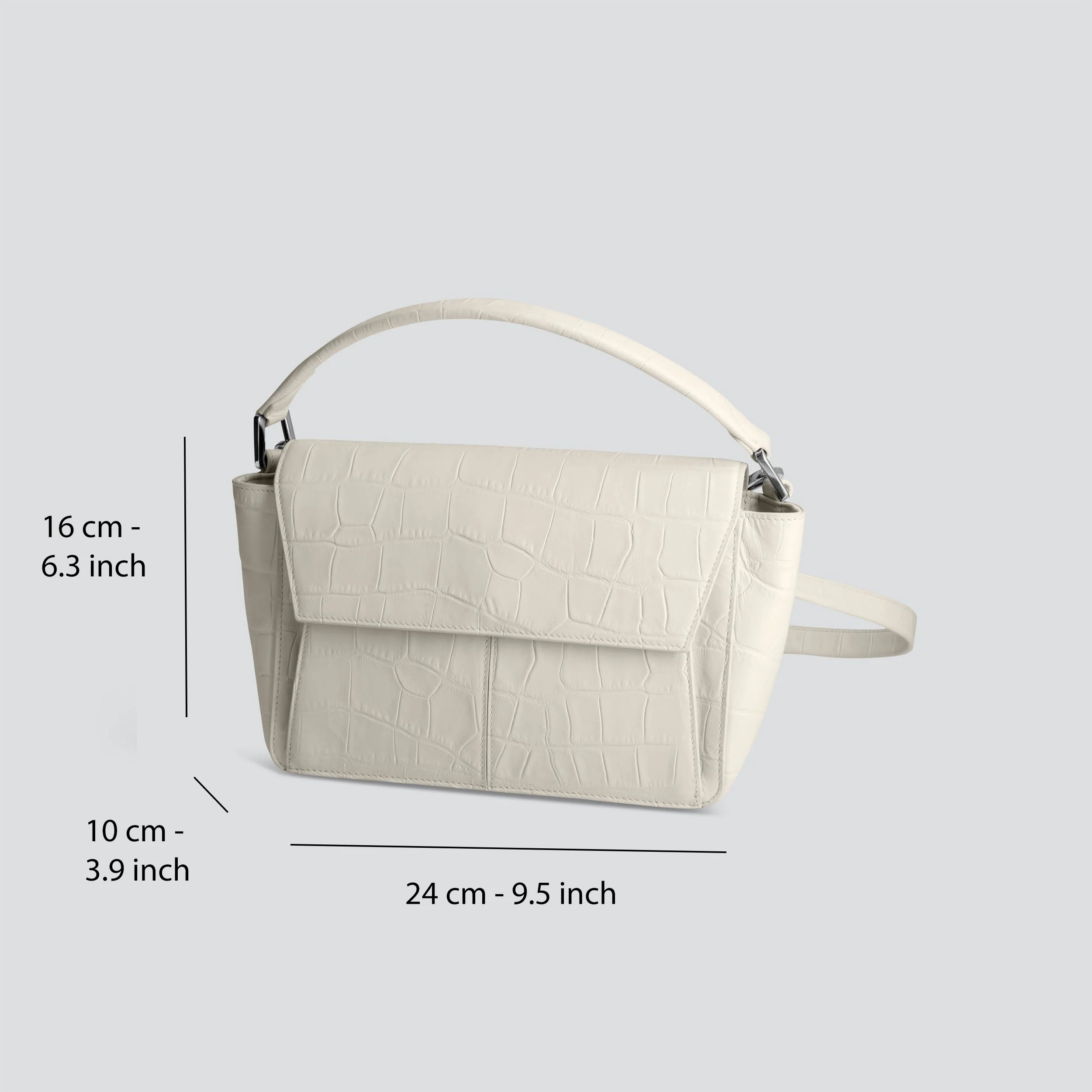 Ikon Shoulder Bag - soft croco chalk white - Image 4